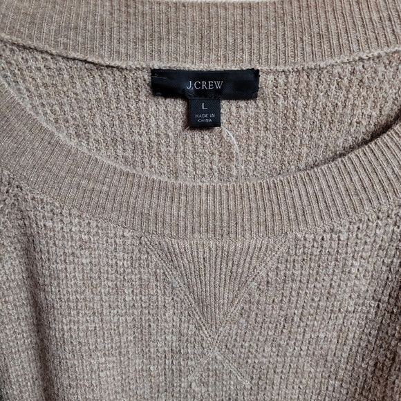 J. Crew Knit Tan Wool Blend Pullover Sweater Size L - Picture 3 of 9